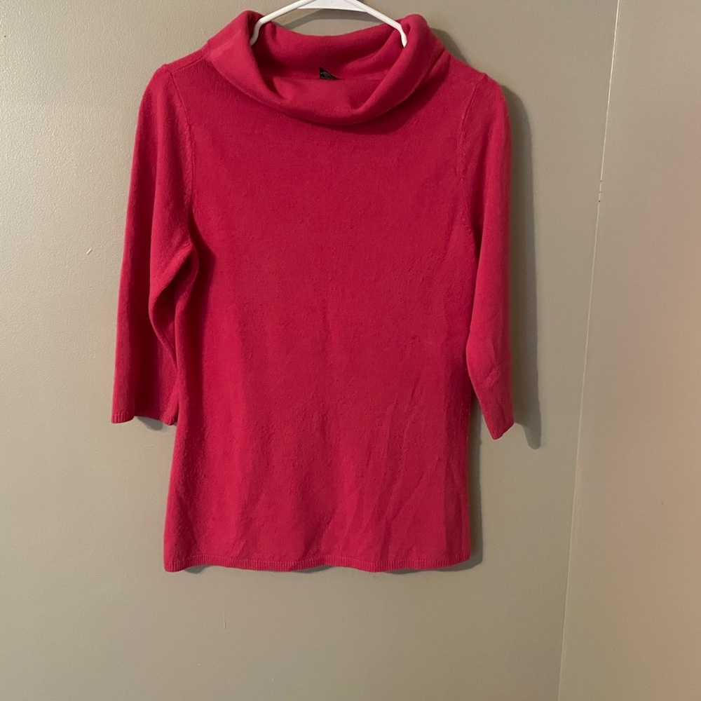New York & Company Vibrant Pink Cowl Neck Sweater